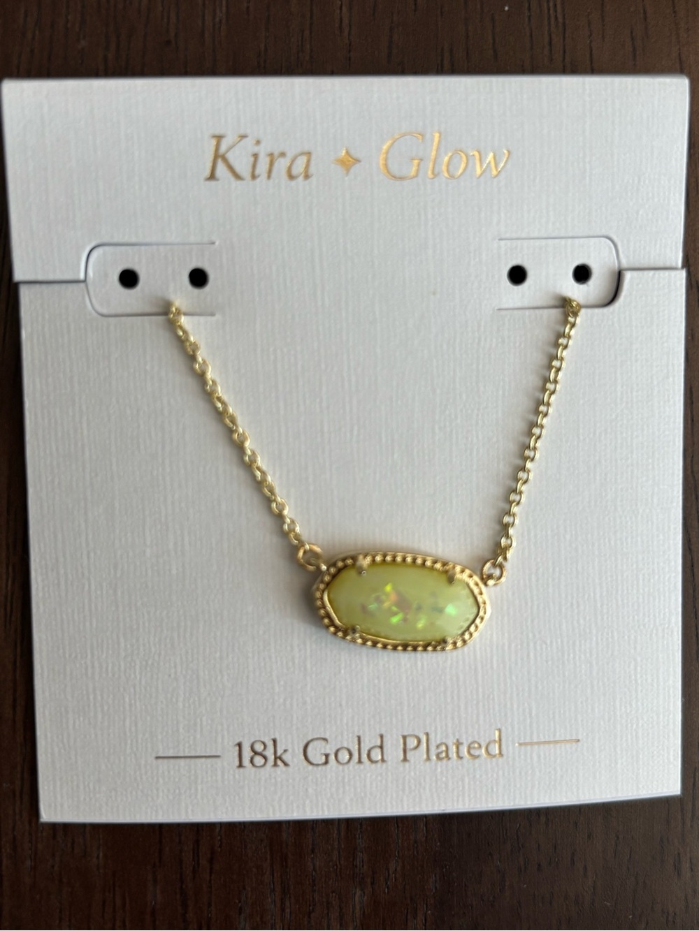 18k Gold Plated Yellow Opal Pendant Necklace, brand new